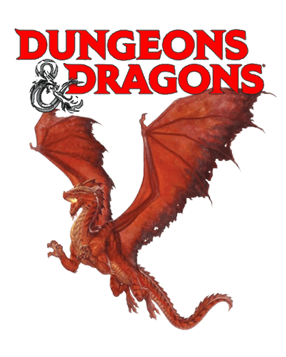 a red color of dragon flying in Dungeons & Dragons.
